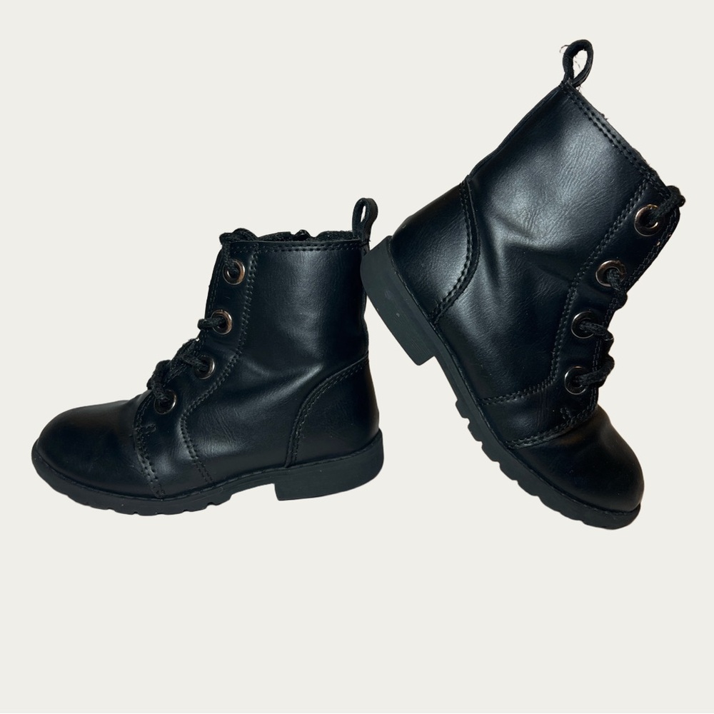 Old Navy Black Toddler Girl Size 8 Combat Boots‎ Lace Up Zipper